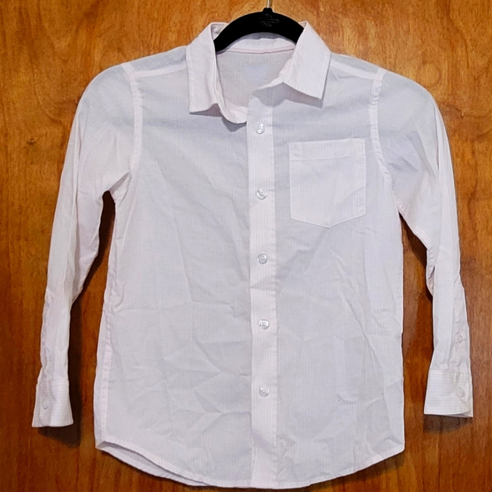 Cat & Jack boys Small buttom up light pink and white striped Dress shirt